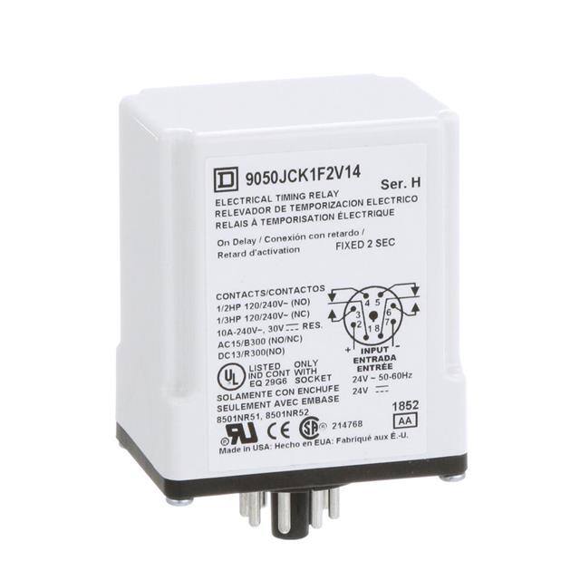 9050JCK1F2V14 TIMING RELAY, TYPE JCK, PLUG IN,