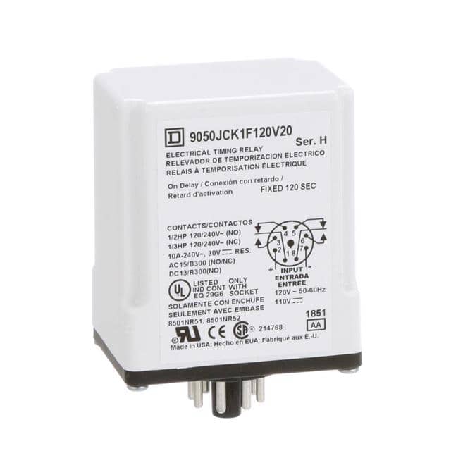 9050JCK1F120V20 TIMING RELAY, TYPE JCK, PLUG IN,