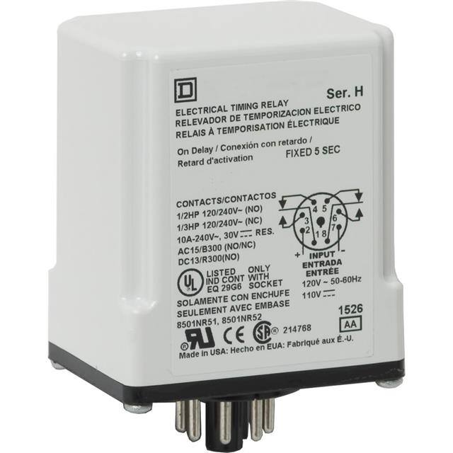 9050JCK1F180V14 TIMING RELAY, TYPE JCK, PLUG IN,