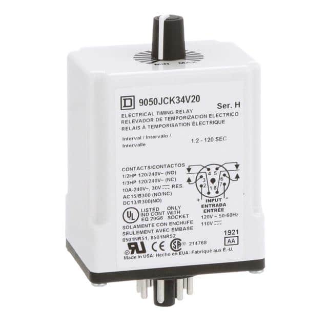 9050JCK34V20 TIMING RELAY, TYPE JCK, PLUG IN,