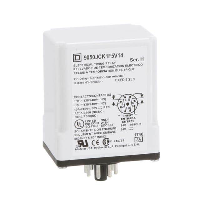 9050JCK1F5V14 TIMING RELAY, TYPE JCK, PLUG IN,