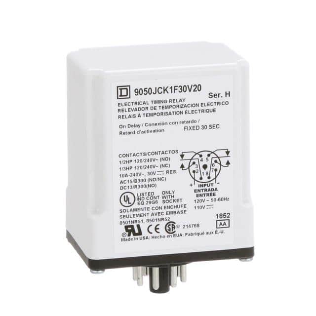 9050JCK1F30V20 TIMING RELAY, TYPE JCK, PLUG IN,