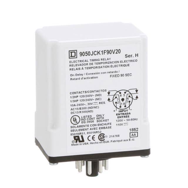 9050JCK1F90V20 TIMING RELAY, TYPE JCK, PLUG IN,