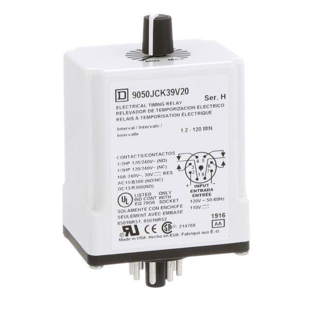 9050JCK39V20 TIMING RELAY, TYPE JCK, PLUG IN,