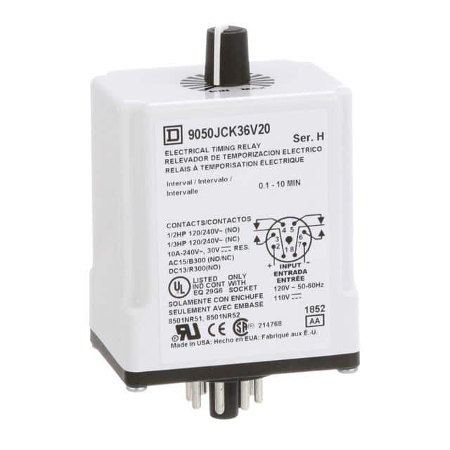 9050JCK36V20 TIMING RELAY, TYPE JCK, PLUG IN,