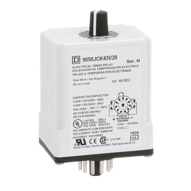 9050JCK43V20 TIMING RELAY, TYPE JCK, PLUG IN,