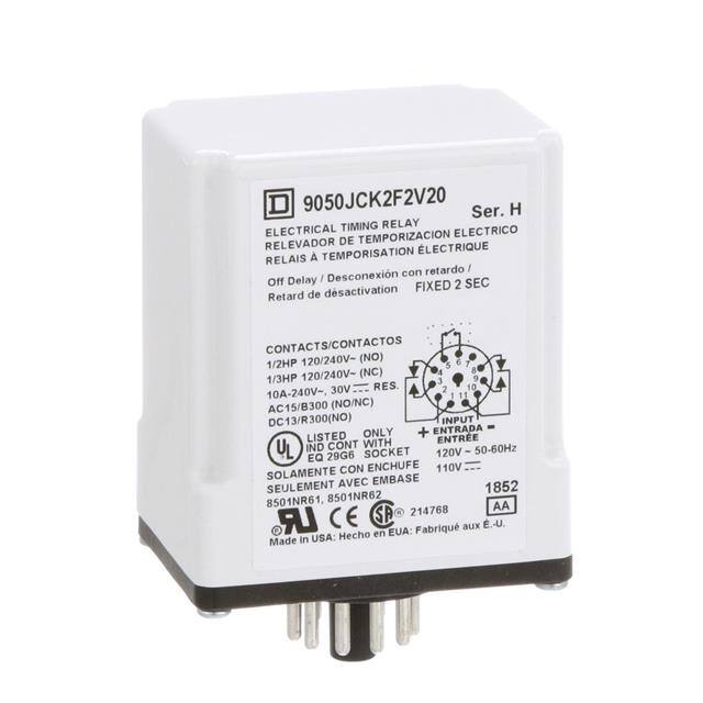 9050JCK2F2V20 TIMING RELAY, TYPE JCK, PLUG IN,