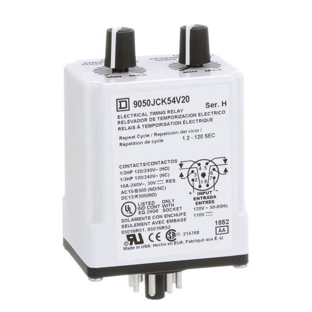 9050JCK54V20 TIMING RELAY, TYPE JCK, PLUG IN,