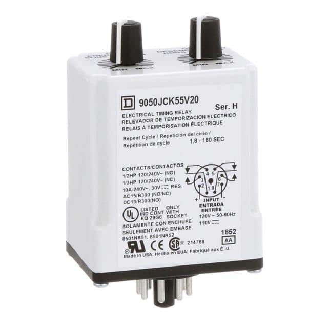 9050JCK55V20 TIMING RELAY, TYPE JCK, PLUG IN,
