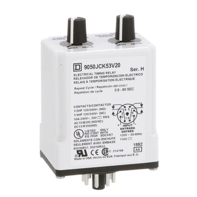 9050JCK53V20 TIMING RELAY, TYPE JCK, PLUG IN,