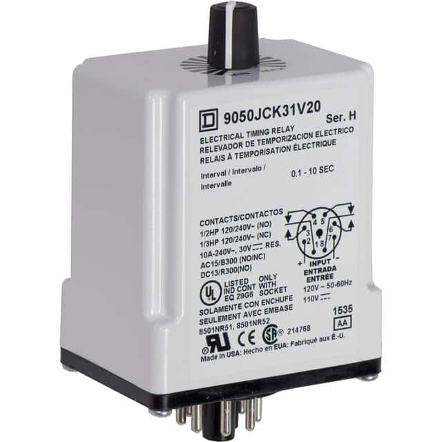 9050JCK31V20 TIMING RELAY, TYPE JCK, PLUG IN,