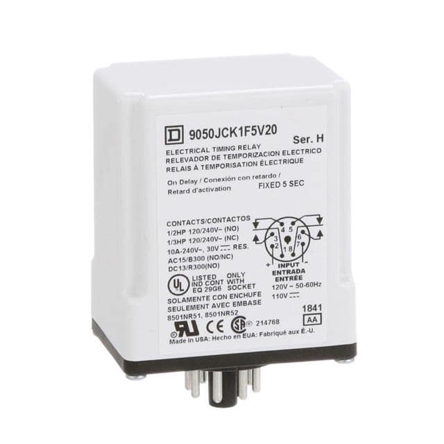 9050JCK1F5V20 TIMING RELAY, TYPE JCK, PLUG IN,