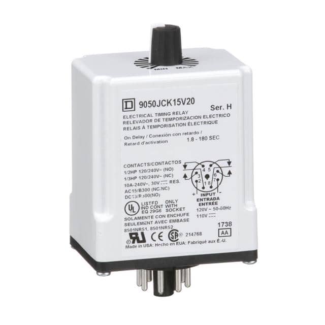 9050JCK15V20 TIMING RELAY, TYPE JCK, PLUG IN,
