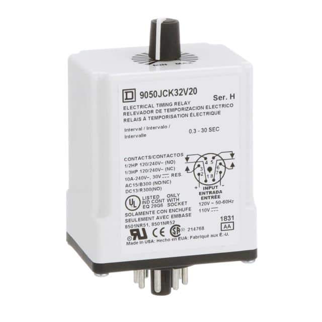 9050JCK32V20 TIMING RELAY, TYPE JCK, PLUG IN,