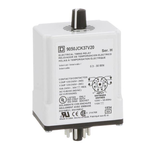 9050JCK37V20 TIMING RELAY, TYPE JCK, PLUG IN,