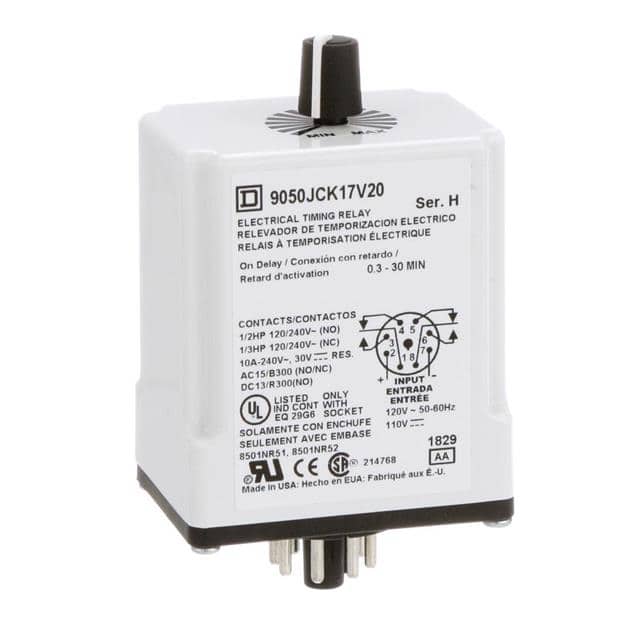 9050JCK17V20 TIMING RELAY, TYPE JCK, PLUG IN,