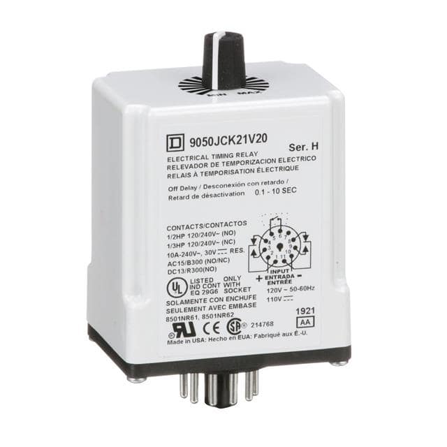 9050JCK21V20 TIMING RELAY, TYPE JCK, PLUG IN,