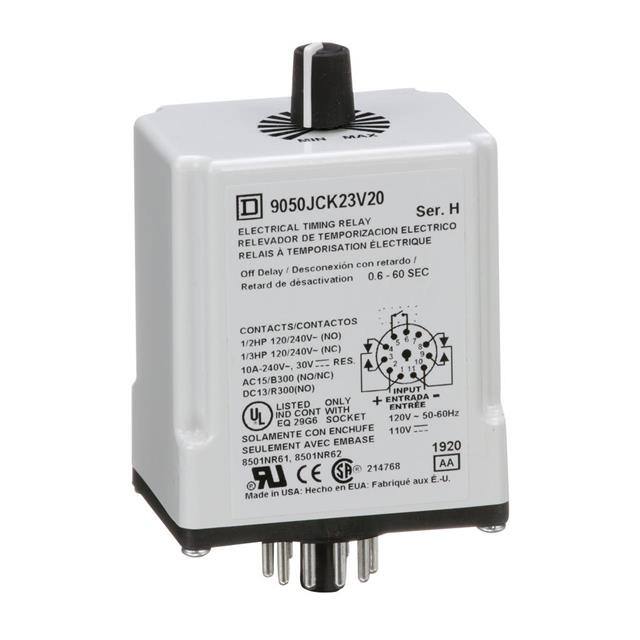 9050JCK23V20 TIMING RELAY, TYPE JCK, PLUG IN,