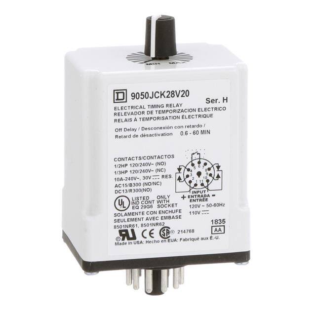 9050JCK28V20 TIMING RELAY, TYPE JCK, PLUG IN,