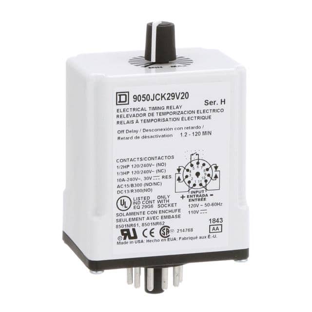 9050JCK29V20 TIMING RELAY, TYPE JCK, PLUG IN,