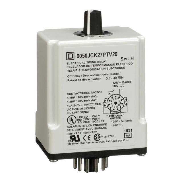 9050JCK27PTV20 TIMING RELAY, TYPE JCK, PLUG IN,