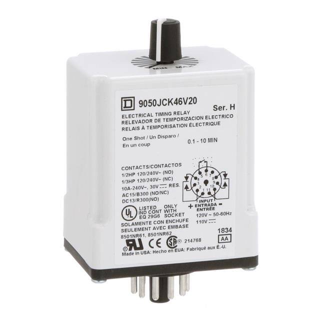 9050JCK46V20 TIMING RELAY, TYPE JCK, PLUG IN,