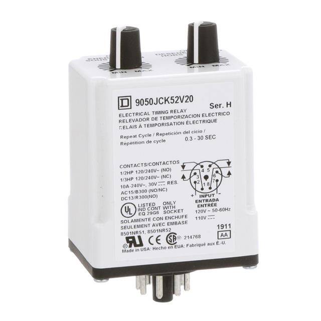 9050JCK52V20 TIMING RELAY, TYPE JCK, PLUG IN,