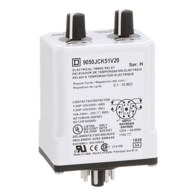 9050JCK51V20 TIMING RELAY, TYPE JCK, PLUG IN,
