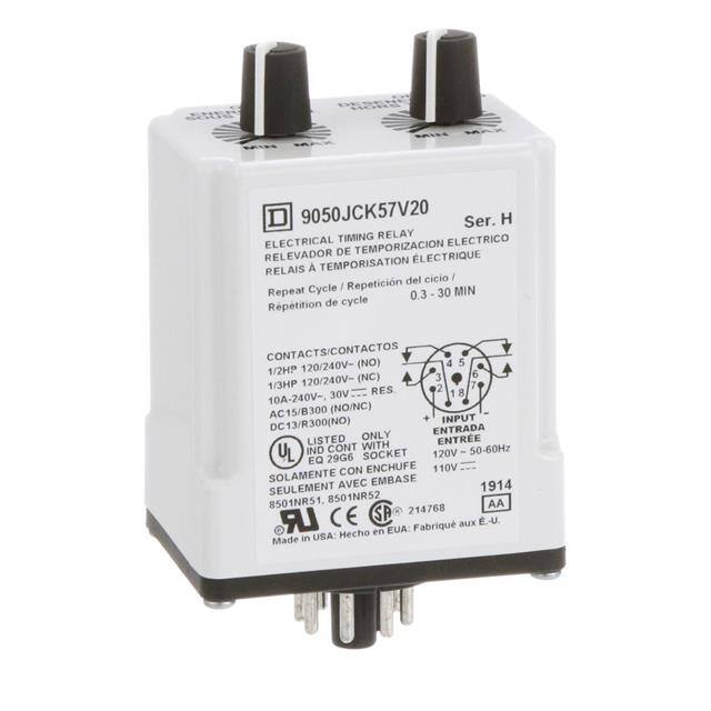 9050JCK57V20 TIMING RELAY, TYPE JCK, PLUG IN,