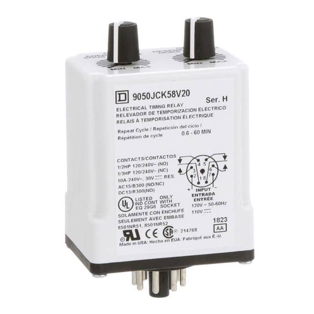 9050JCK58V20 TIMING RELAY, TYPE JCK, PLUG IN,