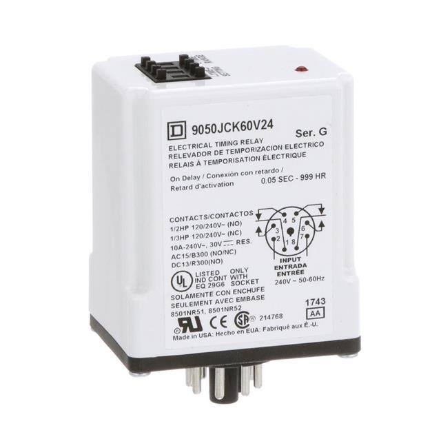 9050JCK60V24 TIMING RELAY, TYPE JCK, PLUG IN,