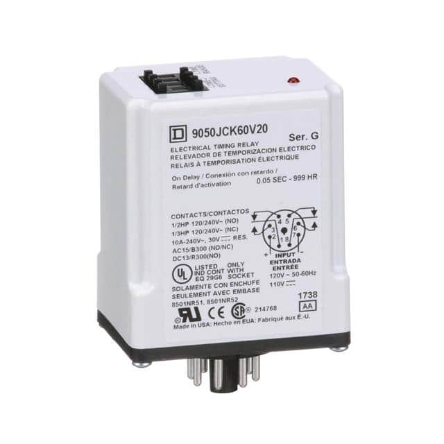 9050JCK60V20 TIMING RELAY, TYPE JCK, PLUG IN,
