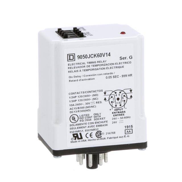 9050JCK60V14 TIMING RELAY, TYPE JCK, PLUG IN,