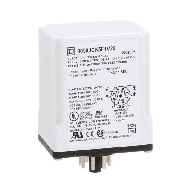 9050JCK5F1V20 TIMING RELAY, TYPE JCK, PLUG IN,