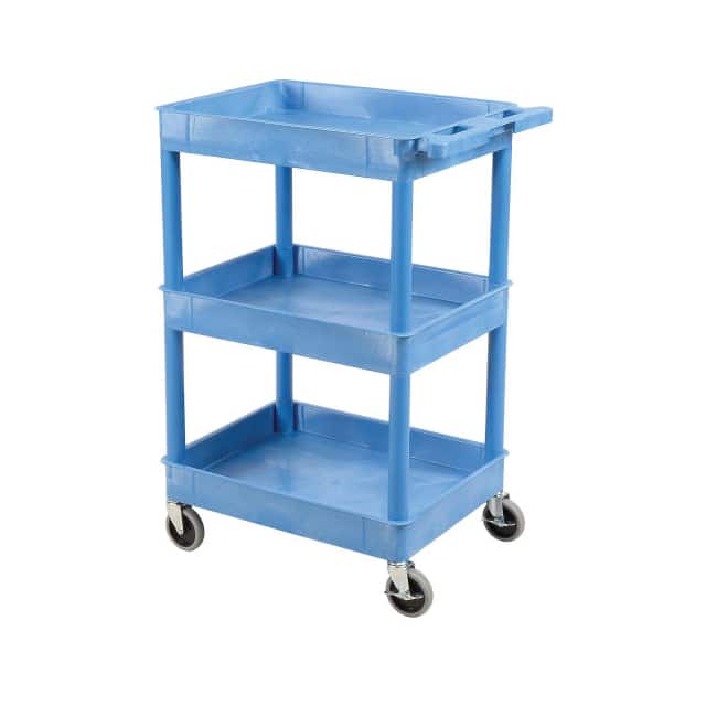 BUSTC111BU 3 SHELF TRAY SHELF PLASTIC CART