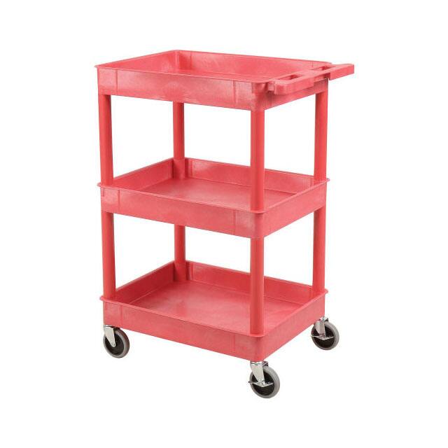RDSTC111RD 3 SHELF TRAY SHELF PLASTIC CART,
