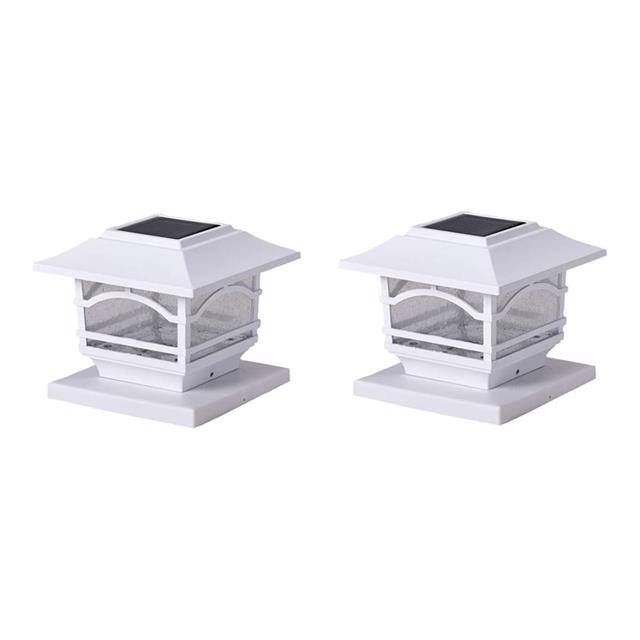 41971 2 Solar Post Cap Lights - White