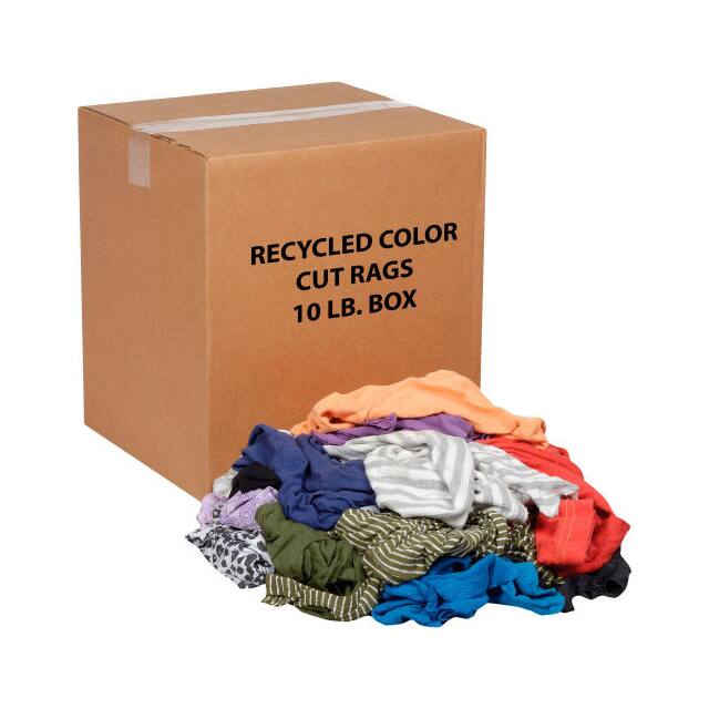 R020-C45-PU-10 10 LB. BOX RECYCLED CUT RAGS, MI