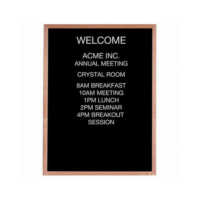 AOFD4836 RED OAK FRAMED LETTER BOARD MESS