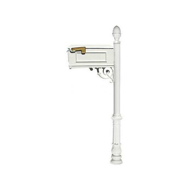 LM-703-LPST-WHT LEWISTON MAILBOX W/POST, ORNATE