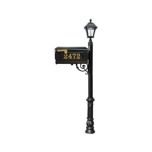 LMCV-700-SL-BL MAILBOX W/POST ORNATE BASE & SOL