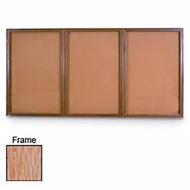 UV108W-LTOAK-CORK 72"W X 48"H 3-DOOR NON-ILLUMINAT