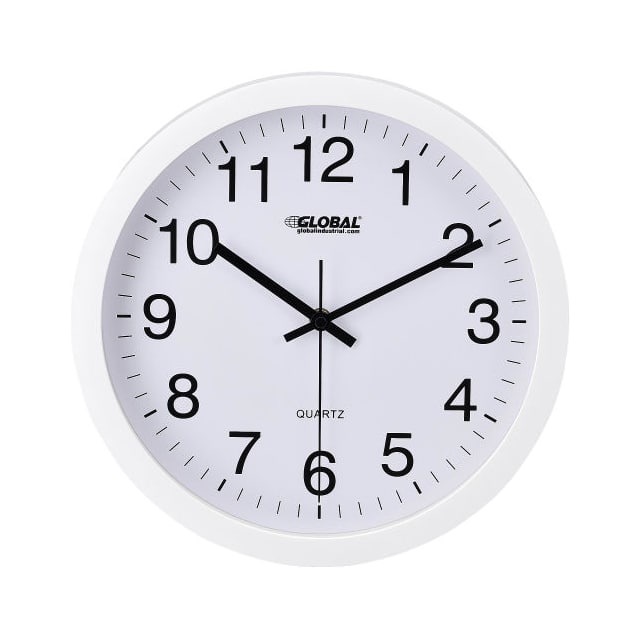 695323 12" WALL CLOCK, PLASTIC, WHITE