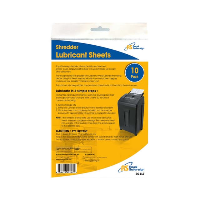 RS-SLS SHREDDER LUBRICANT SHEETS, 10 PA