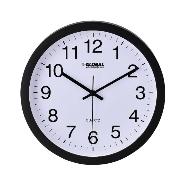 695322 12" WALL CLOCK, PLASTIC, BLACK