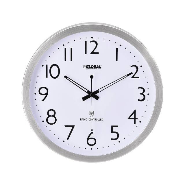 695324 14" ATOMIC WALL CLOCK, STAINLESS