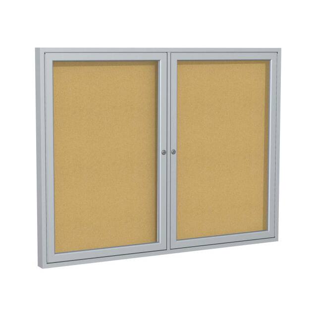 PA24860K BULLETIN BOARD TWO DOOR ALUMINUM