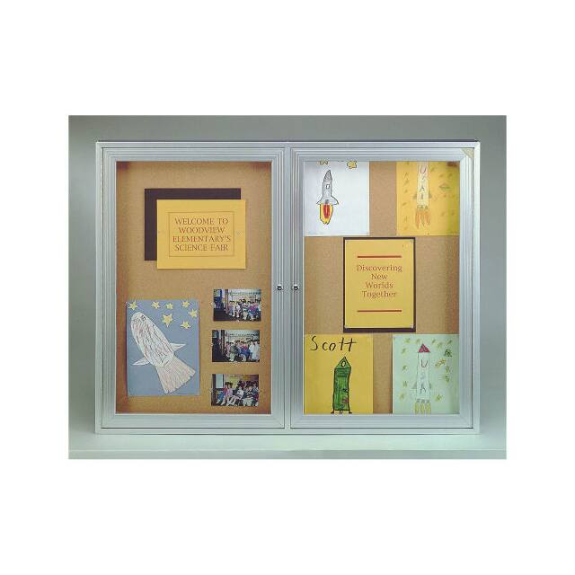 PA23648K TWO DOOR BULLETIN BOARD W/ALUMIN