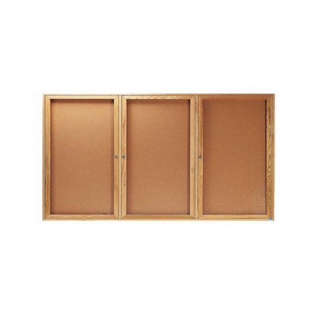 OBC3672-3R 3 DOOR OAK ENCLOSED BULLETIN BOA