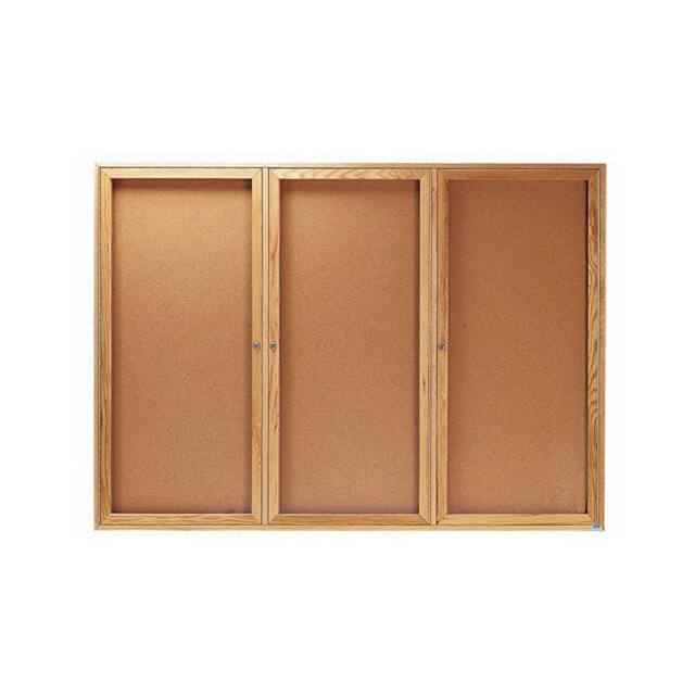 OBC4872-3R 3 DOOR OAK ENCLOSED BULLETIN BOA